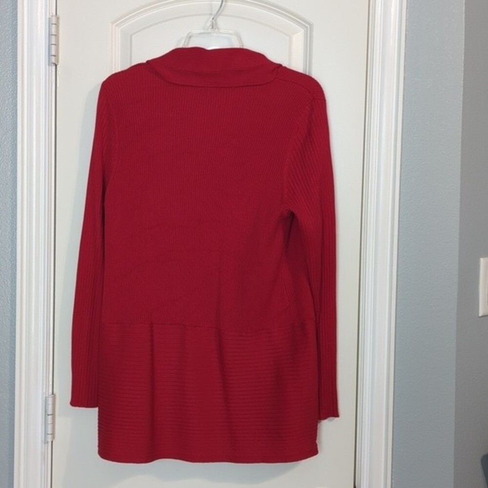 JM Collection Vibrant Red Open Cardigan - Picture 2 of 7